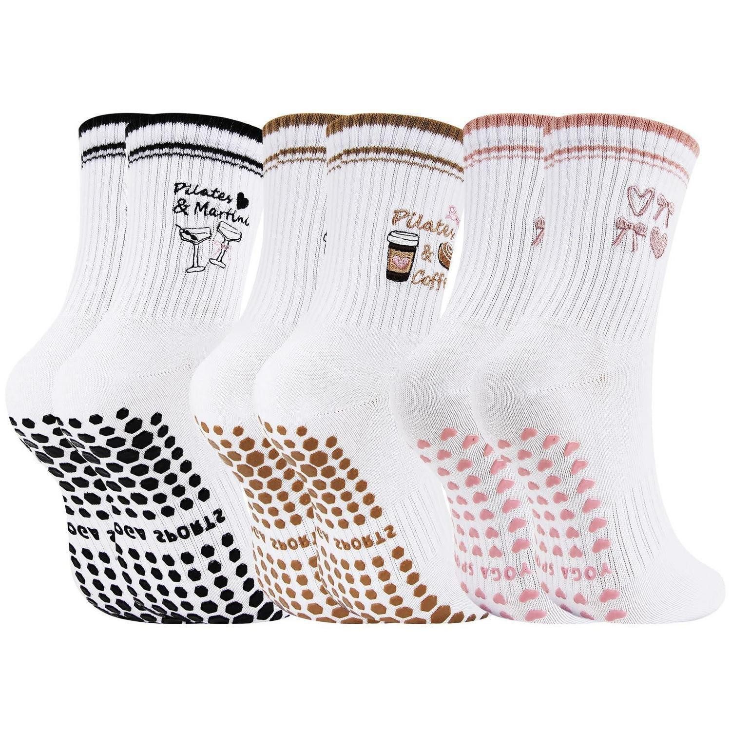 LuxusKollektion ABS-Socken Pilates Socken Damen mit Noppen 3 Paar