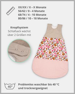 ULLENBOOM ® Babyschlafsack Baby Schlafsack 56/62 (0 bis 4 Monate) Sand Eichhörnchen (Made in EU), Mitwachsender Schlafsack für Frühling, Herbst & Winter