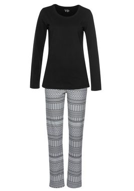 Vivance Dreams Pyjama (2 tlg) mit schwarz-weißem Ethno-Muster