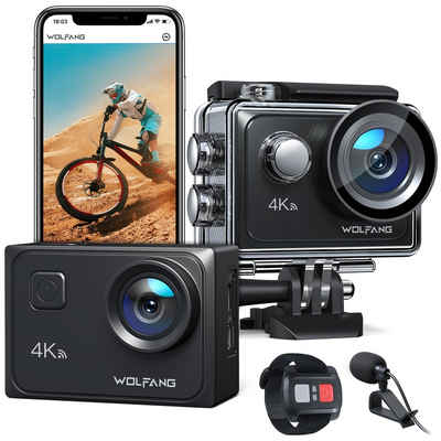 WOLFANG Action Cam (FULL HD, WLAN (Wi-Fi), 4K 60FPS 24MP, Touchscreen, 40M wasserdicht, 8X Zoom, 2.0 EIS, 2x1350mAh)