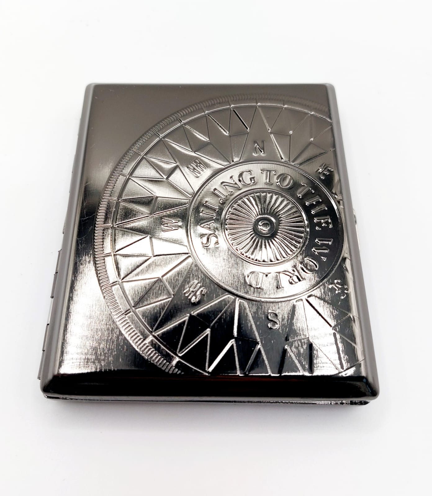 meytrade Bogenetui Zigarettenetui Kompass Vintage Antik Chrome