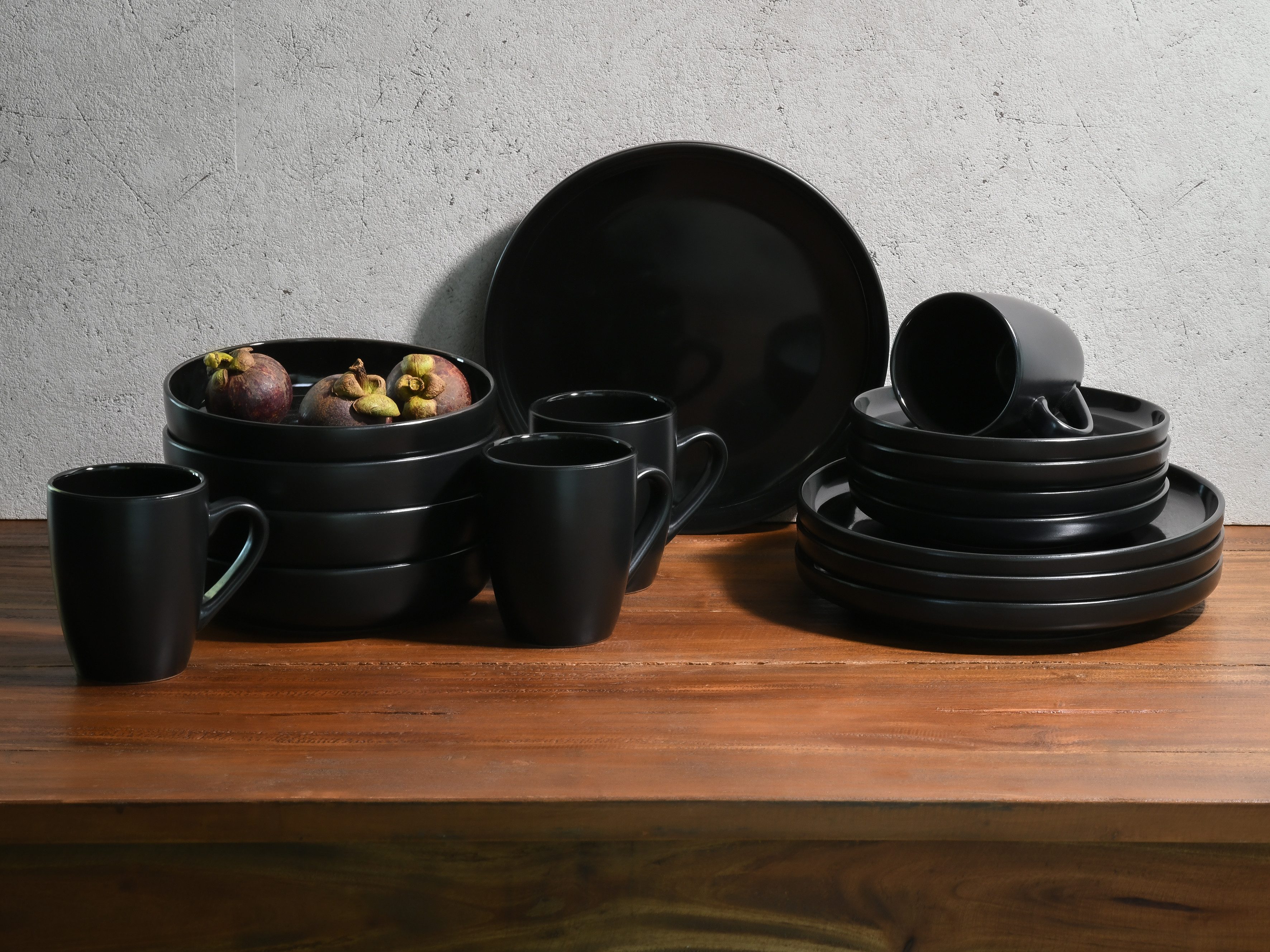 LeGer Home by Lena Gercke Kombiservice Geschirr-Set, Service Liliane (16-tlg), 4 Personen, Steinzeug, skandinavische, minimalistische Formensprache, 16 Teile