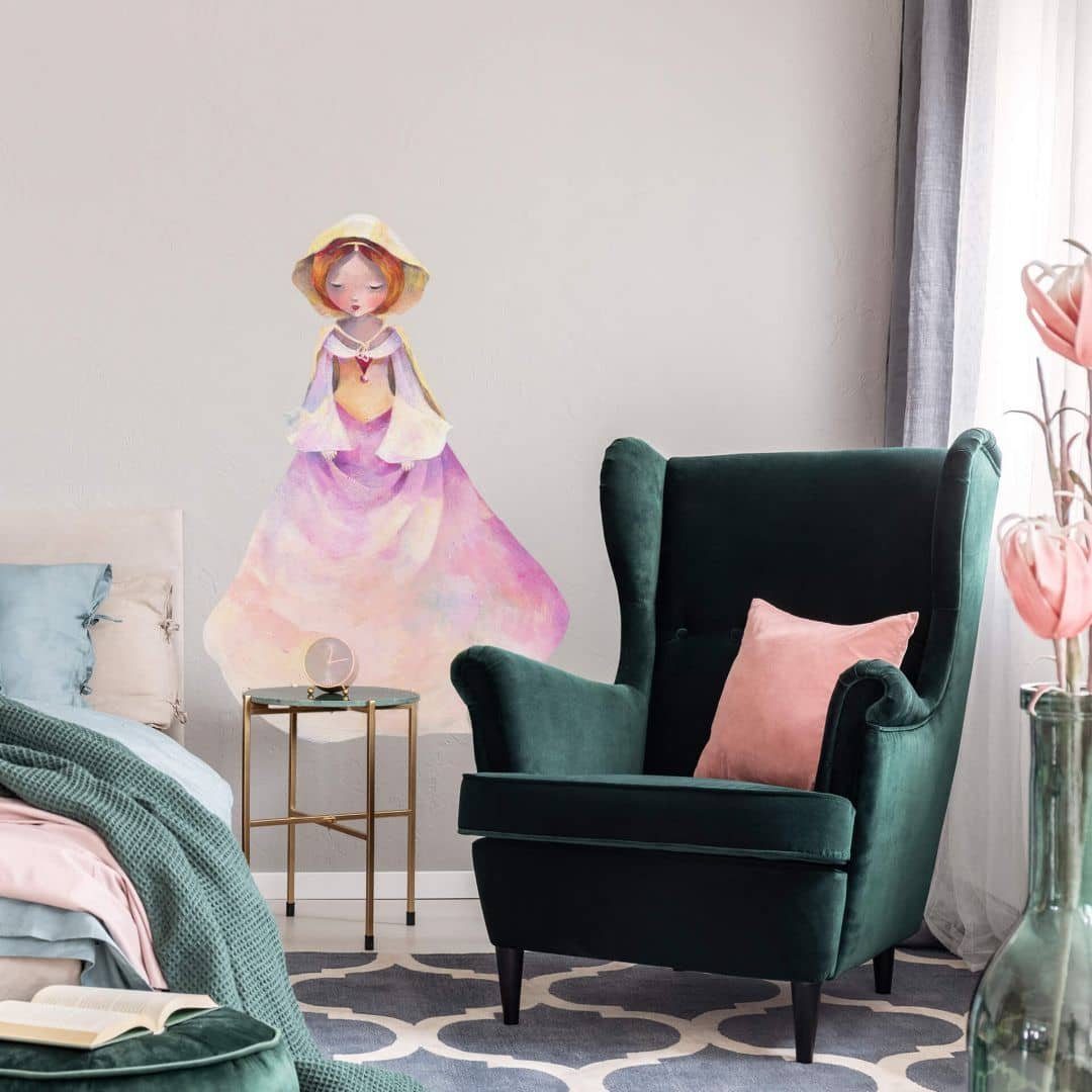K&L Wall Art Wandtattoo Wandtattoo Blanz Märchen Kinderzimmer Aschenputtel Prinzessin, selbstklebende Wandsticker für Babyzimmer, hergestellt in Berlin