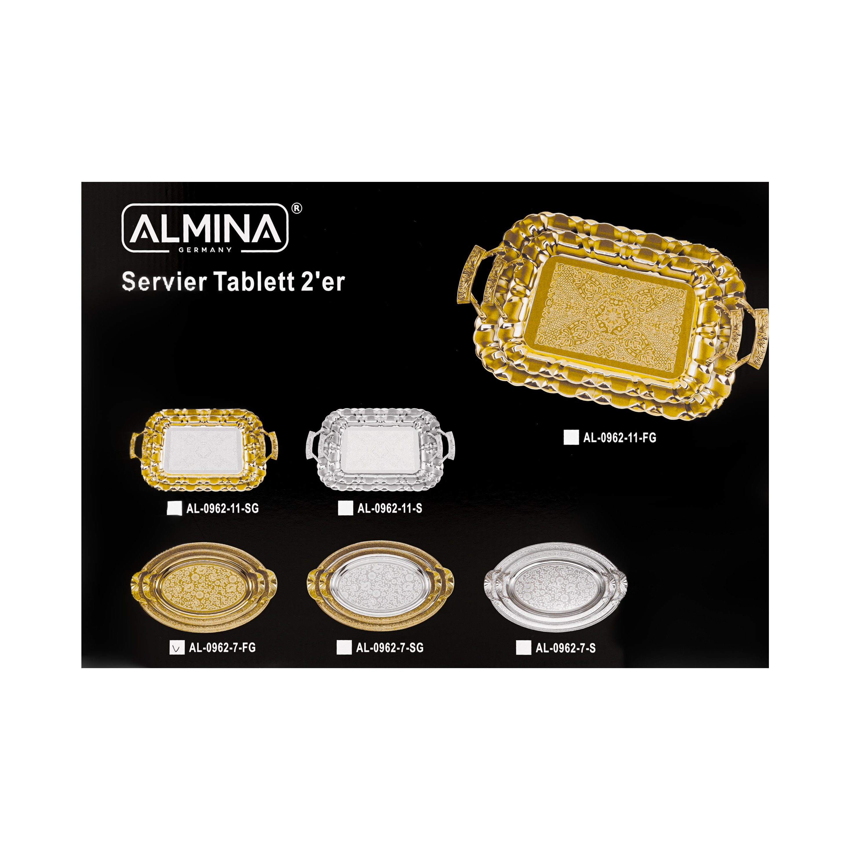 Almina Tablett 2er-Set Serviertabletts aus hochwertigem 18/10 Edelstahl – Bild 5 von 5