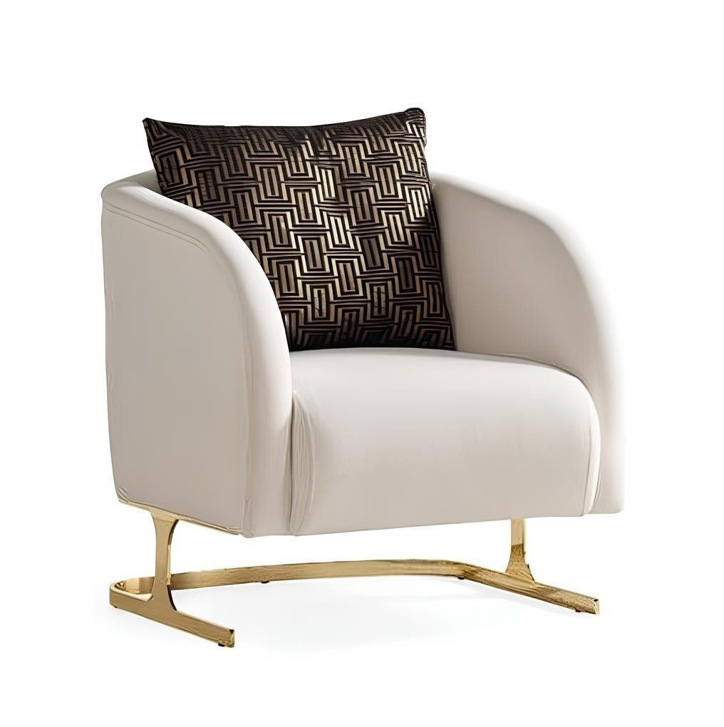 Xlmoebel Sessel Stilvoller weißer Sessel für gemütliche Wohnräume (1-St., Sessel mit Kissen), Made in Europa