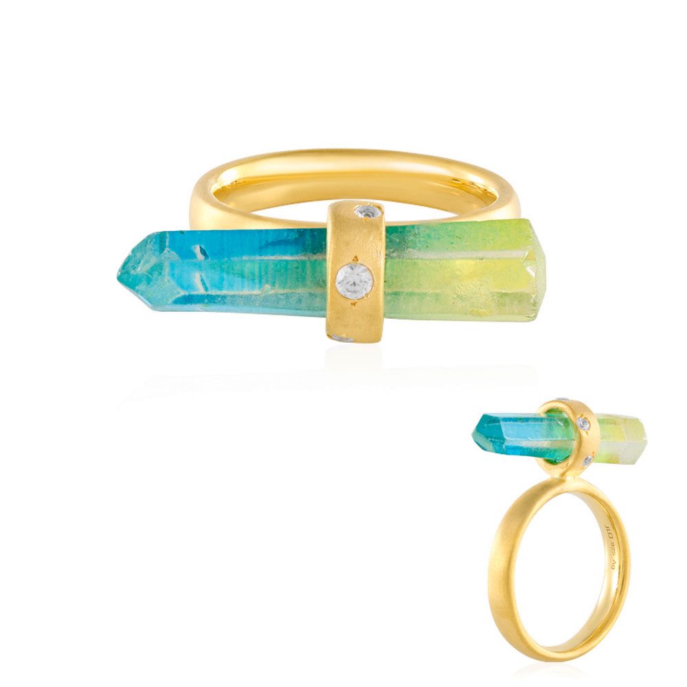 Cavill Silberring Cavill Ring mit 4,10 ct Bicolor-Quarz, Silber 925, Goldfassung (1-tlg)