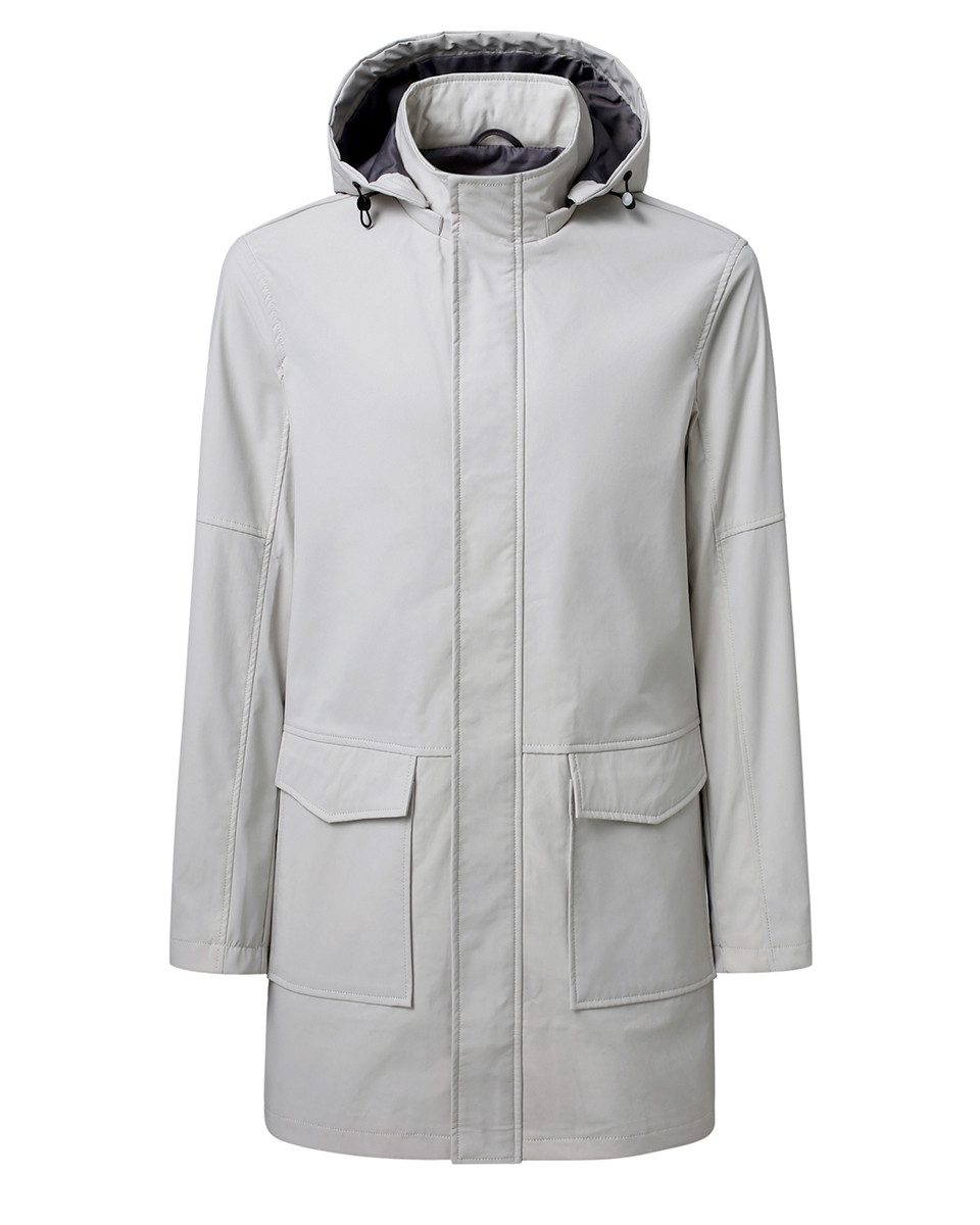 Allthemen Trenchcoat Herren Stehkragen Trenchcoat mit abnehmbarer Kapuze Frühling Herbst