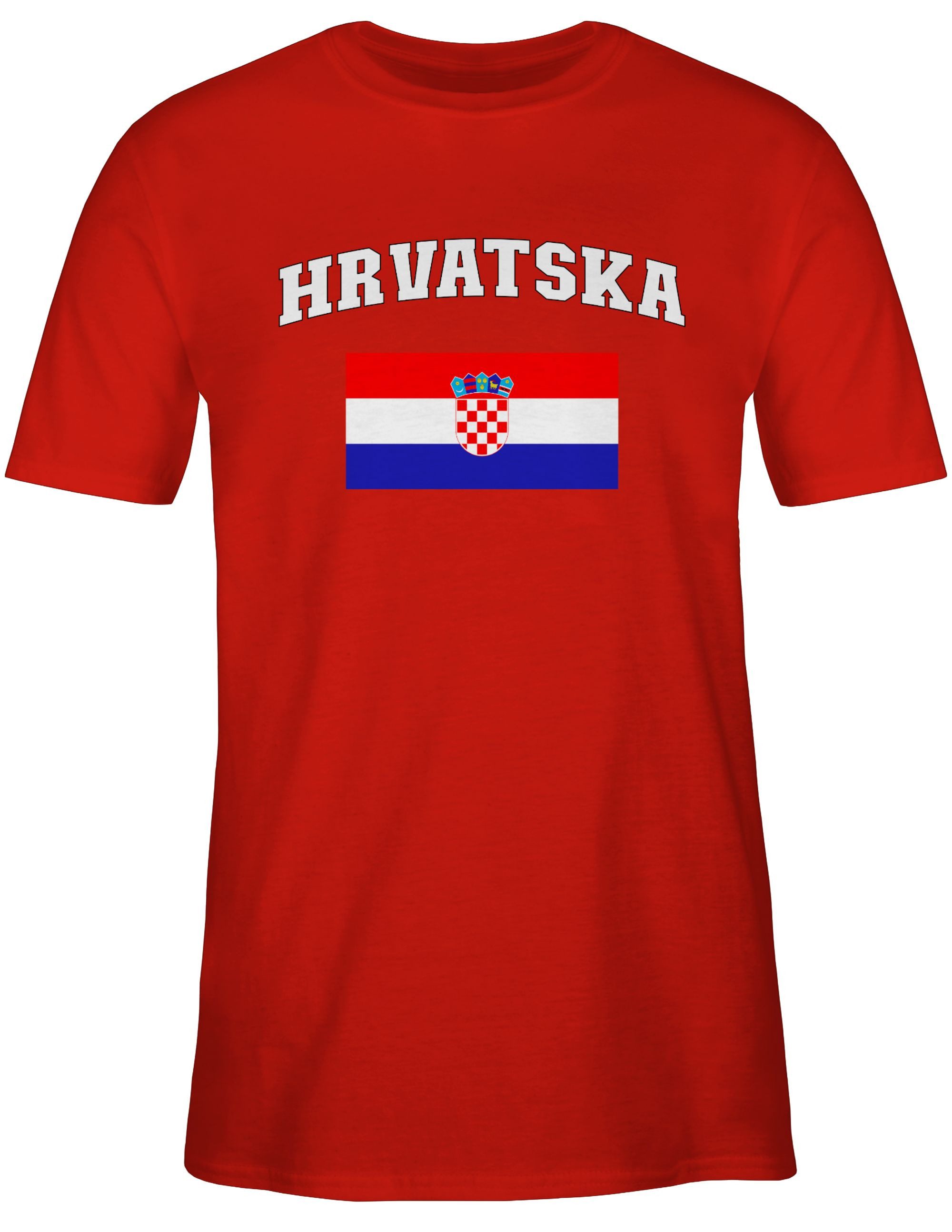 Shirtracer T-Shirt Hrvatska Schriftzug mit Flagge, Kroatien, Croatia, Kroatisch 2024 Fussball EM Fanartikel