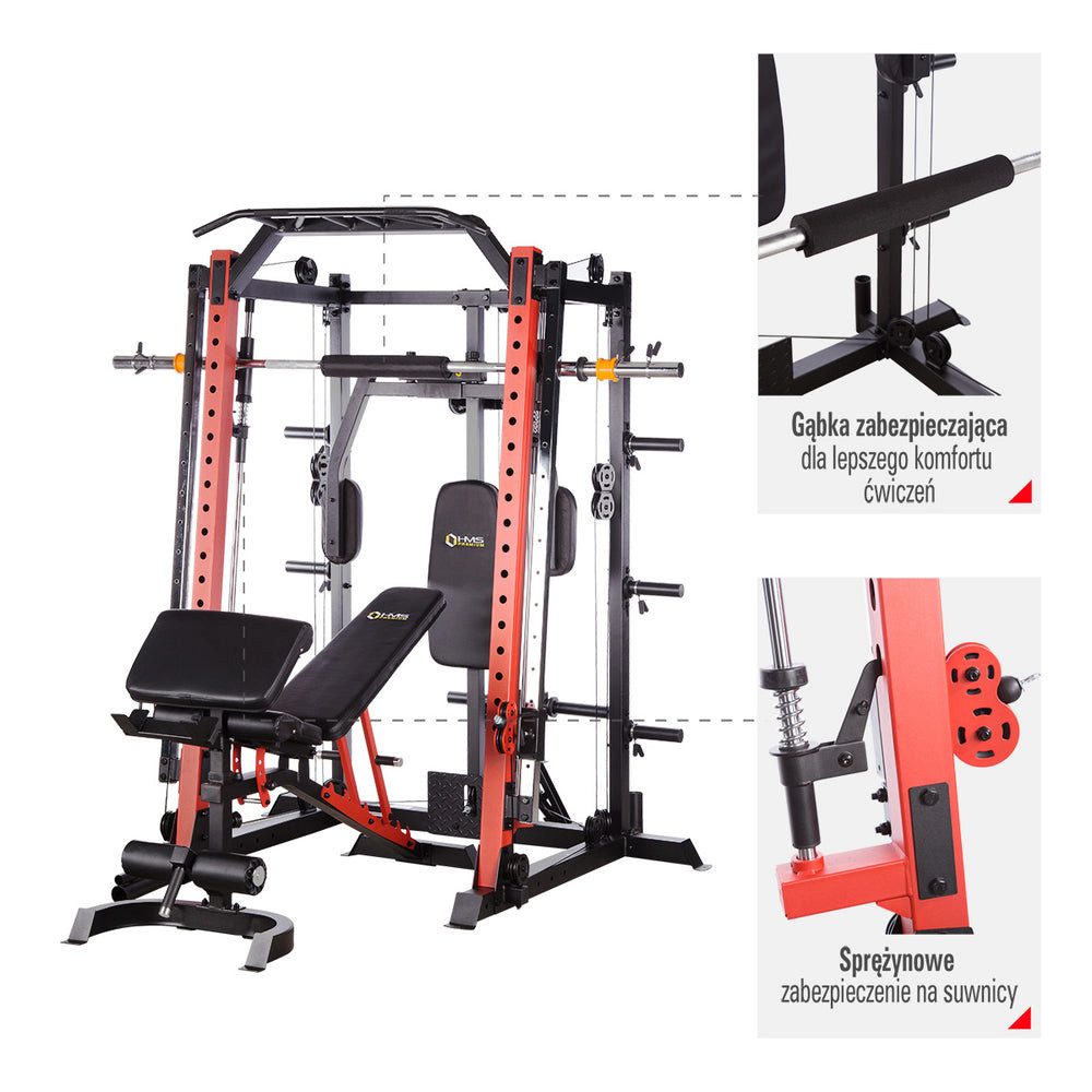 HMS Premium Kraftstation Multifunktionale Kraftstation, (Spar-Set, 1-tlg., Ganzkörper), verstellbare Trainingsbank, Curlpult und zahlreiche Zubehörteile