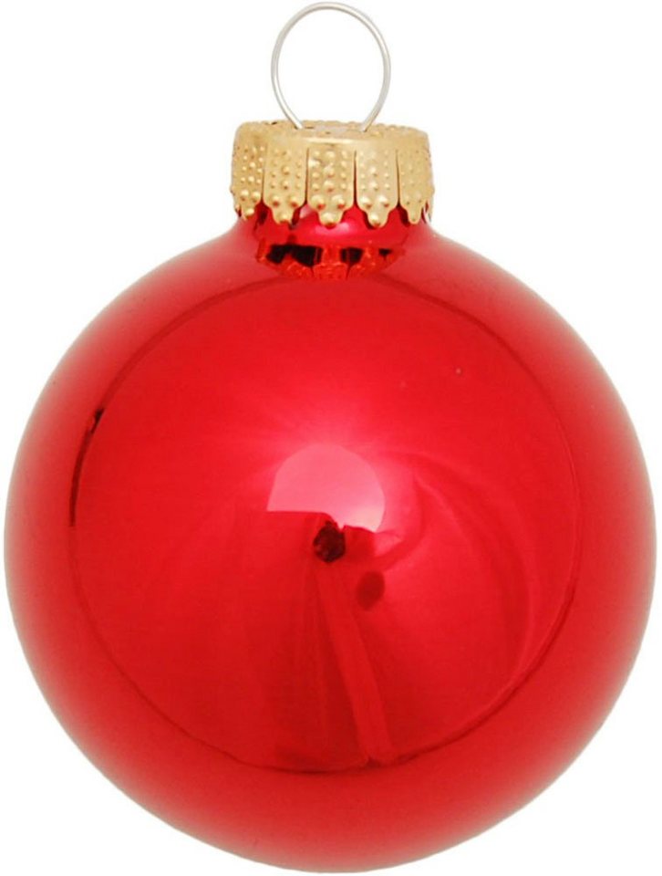Krebs Glas Lauscha Weihnachtsbaumkugel Glaskugelsortiment Rot Glanz/Satin,  Ø ca. 5 cm (12 St), Weihnachtsdeko, Christbaumschmuck, Christbaumkugeln aus  Glas