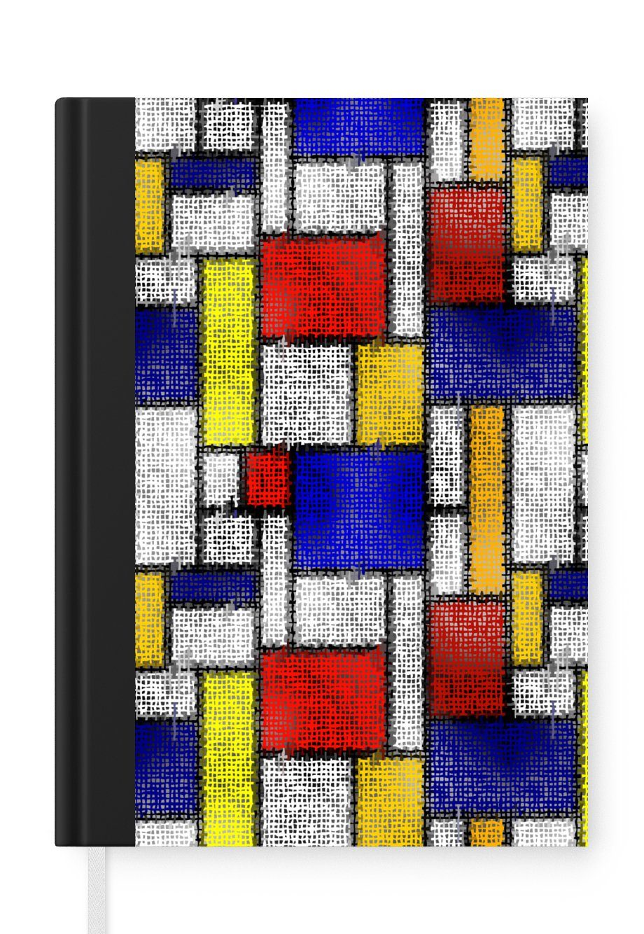 MuchoWow Notizbuch Piet Mondrian - Gelb - Blau - Rot, Journal, Merkzettel, Tagebuch, Notizheft, A5, 98 Seiten, Haushaltsbuch