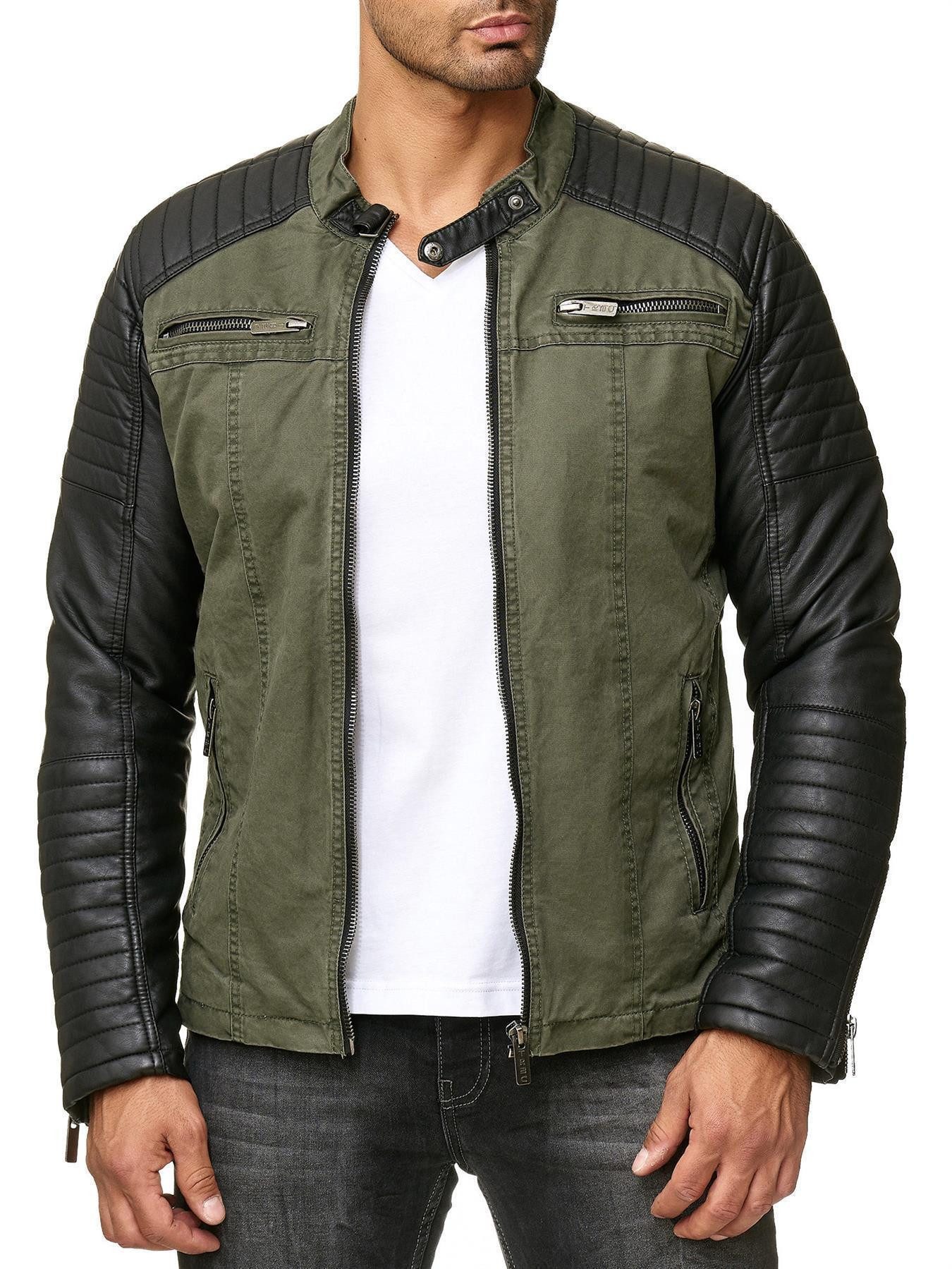 RedBridge Bikerjacke Baumwolle und Kunst-Leder Bikerjacke günstig online kaufen