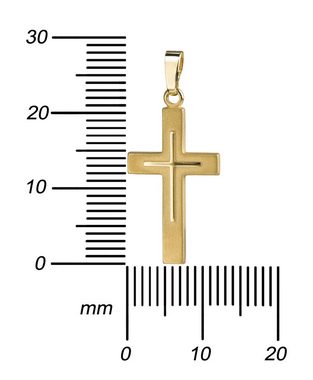 JEVELION Kreuzkette Anhänger 585 Gold - Made in Germany (Goldkreuz, für Damen und Herren), Mit Kette vergoldet- Länge wählbar 36 - 70 cm oder ohne Kette.