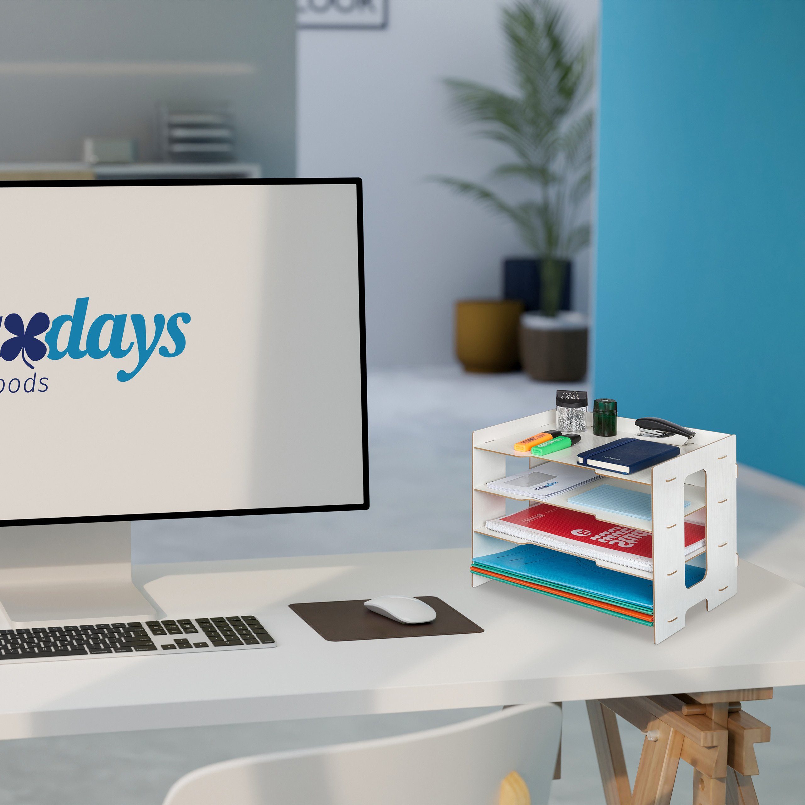 relaxdays Briefablage aus MDF mit 3 Fäch, weiß