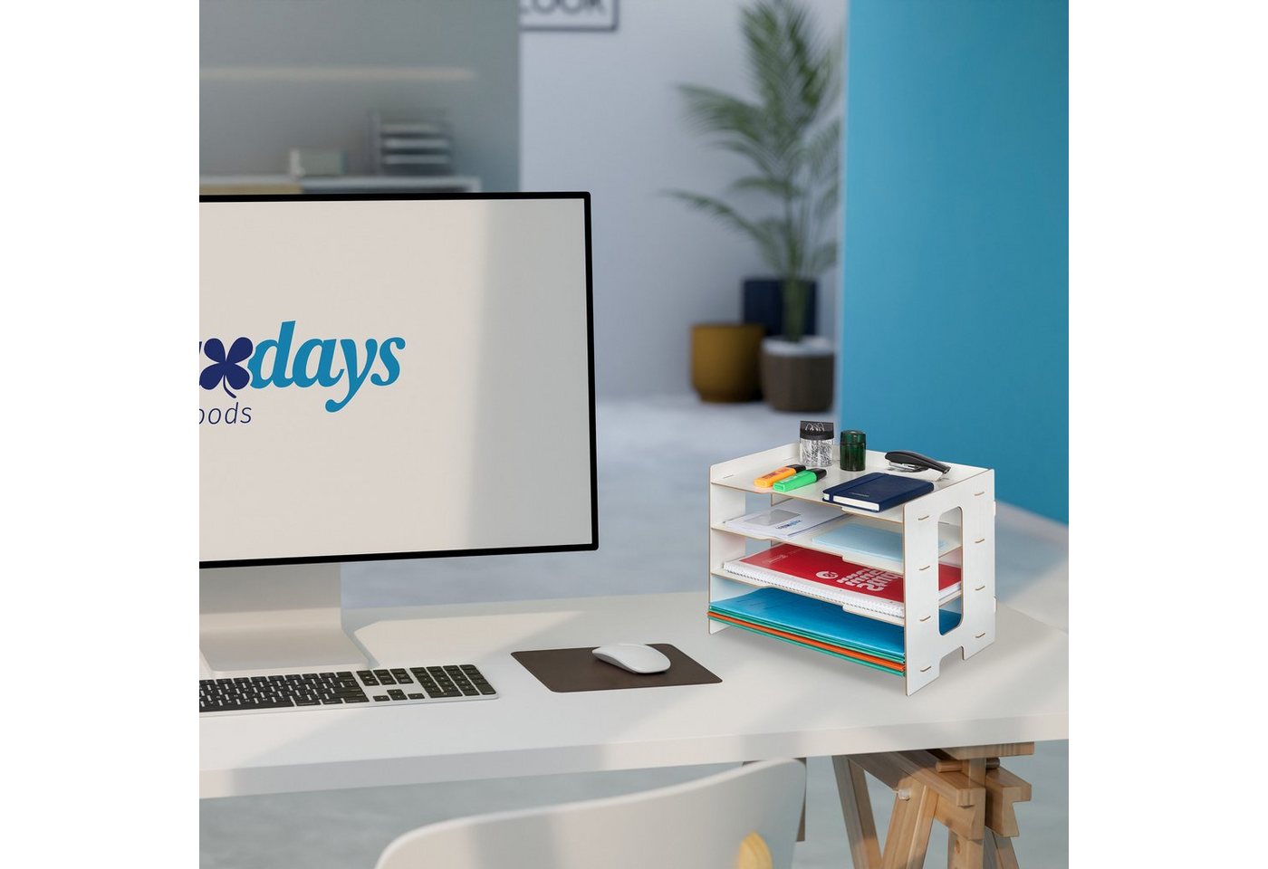 Thumbnail - relaxdays Briefablage aus MDF mit 3 Fäch, Weiß