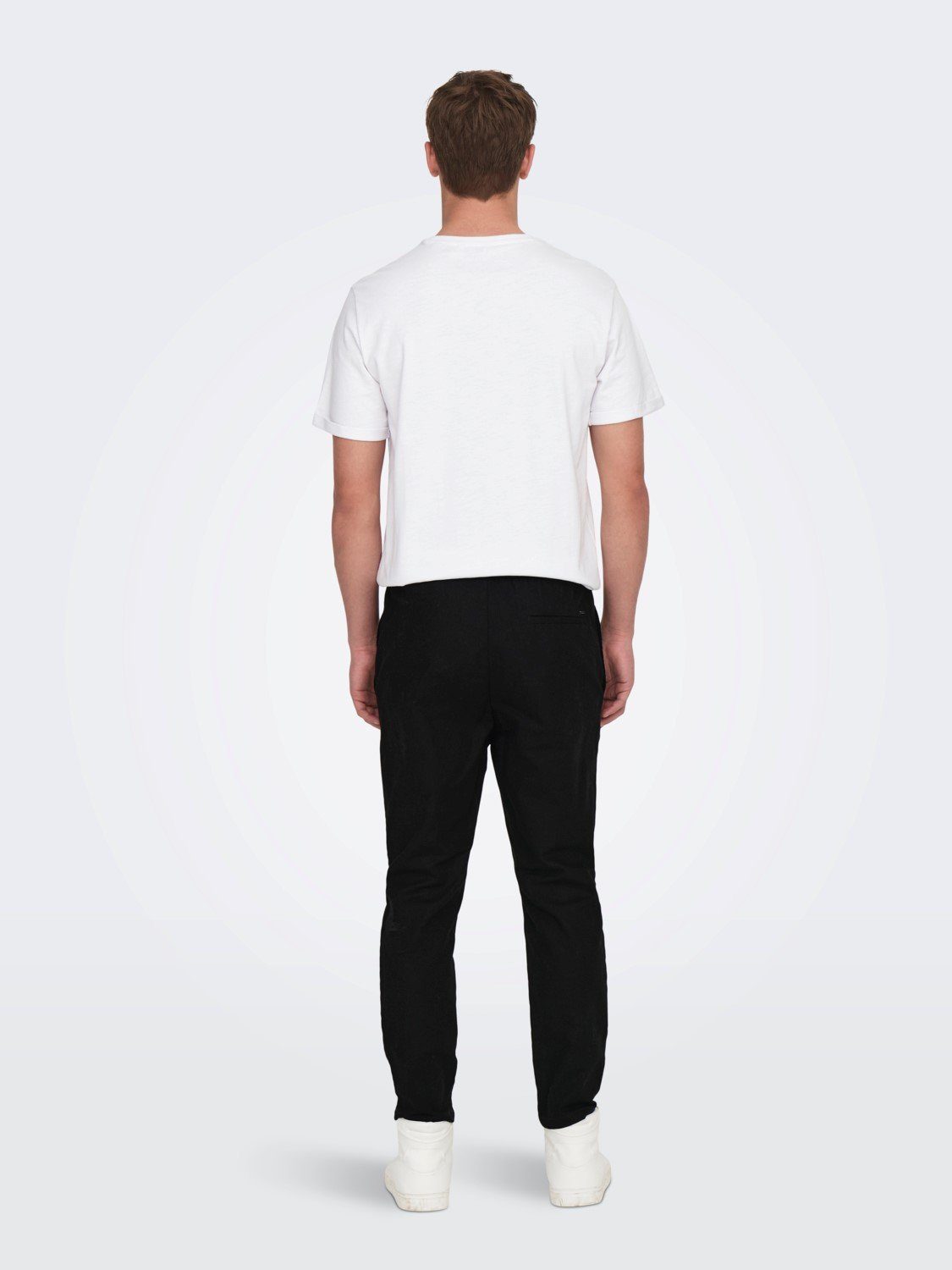 ONLY & SONS Stoffhose Leinen Baumwolle Stoffhose mit Tunnelzug ONSLINUS ONSLINUS CROP 0007 COT LIN PNT NOOS