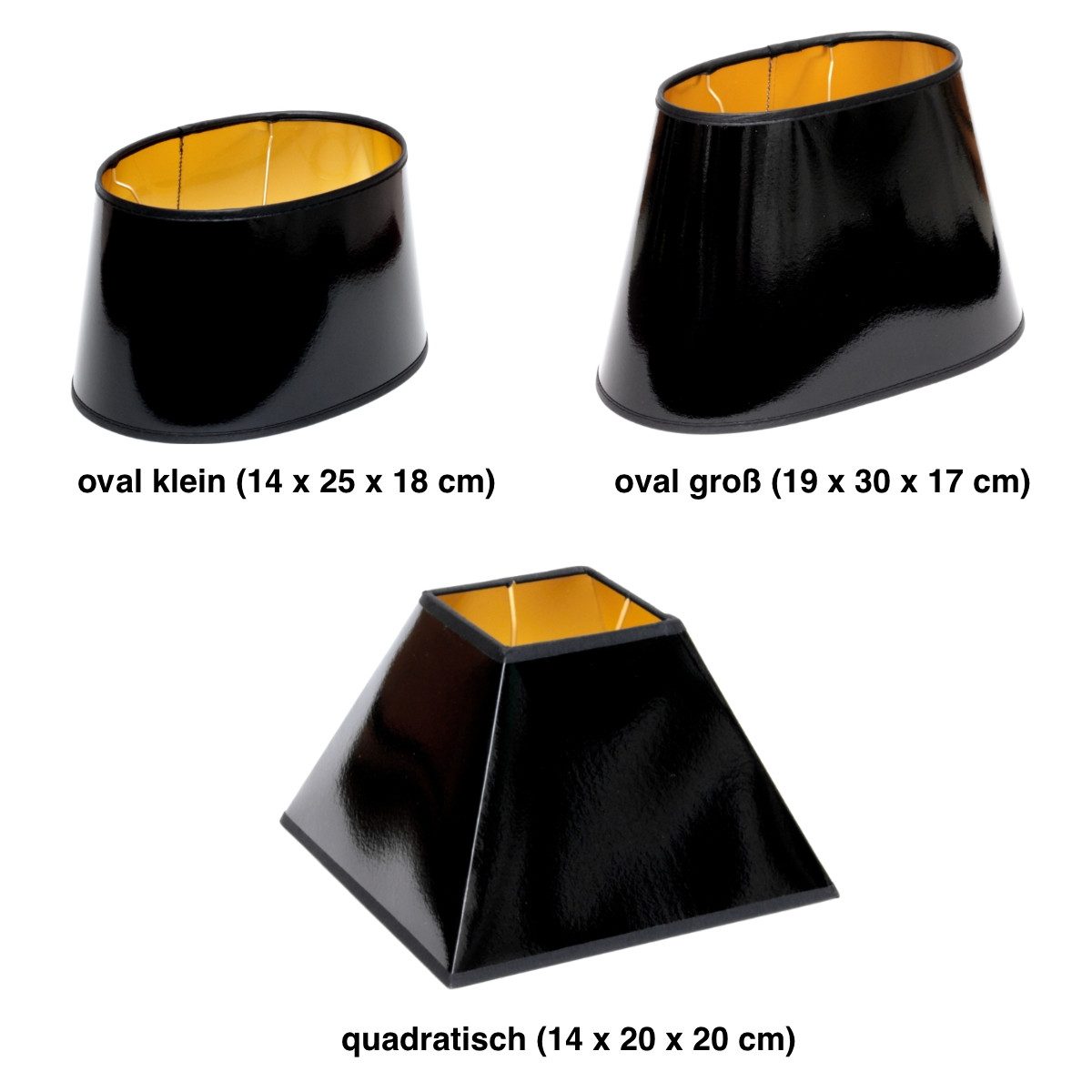 Brillibrum Lampenschirm Lampenschirm Schwarz Gold konisch oval quadratisch für Tischlampe