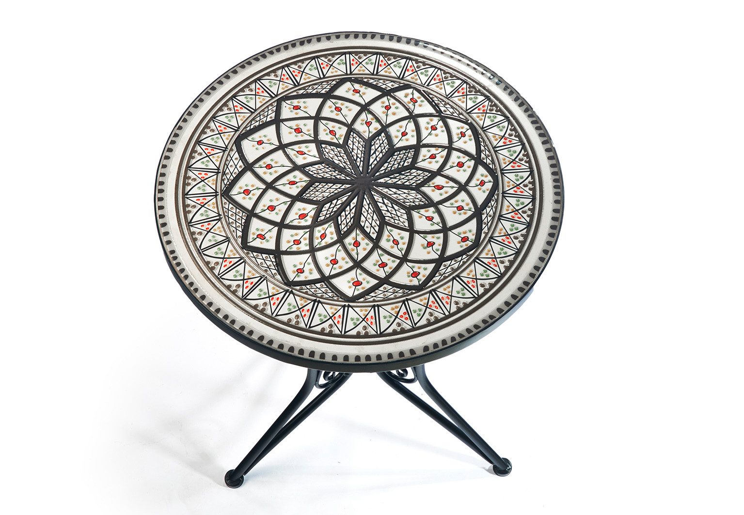 Kobolo Beistelltisch Gartentisch Metalltisch in Mosaikoptik grau weiß (kombinierbar, 1-St., 1 Tisch)
