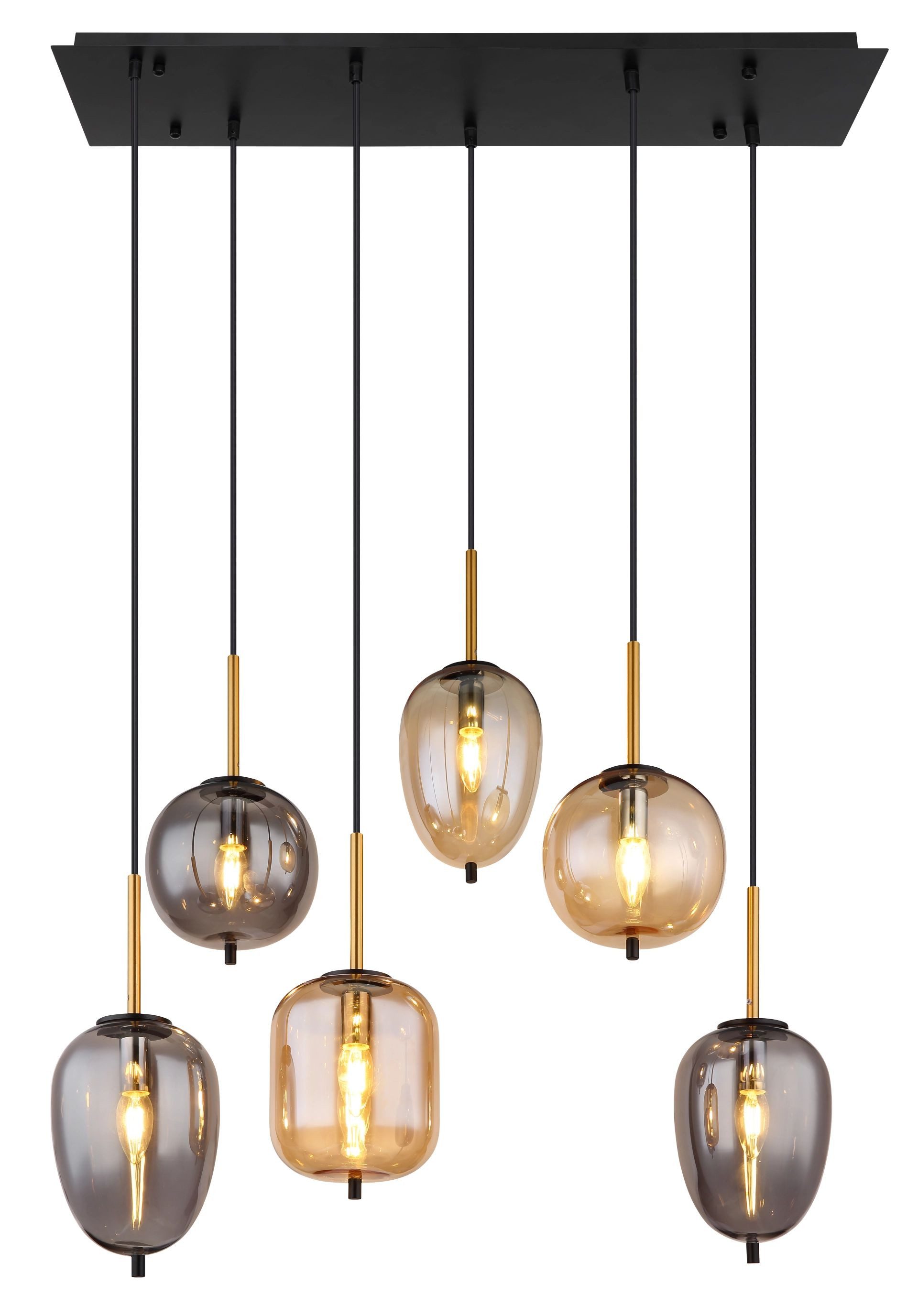GLOBO LIGHTING Pendelleuchte BLACKY, ohne Leuchtmittel, Hängelampe, Hängeleuchte, verschiedene Gläser, modern, Essbereich
