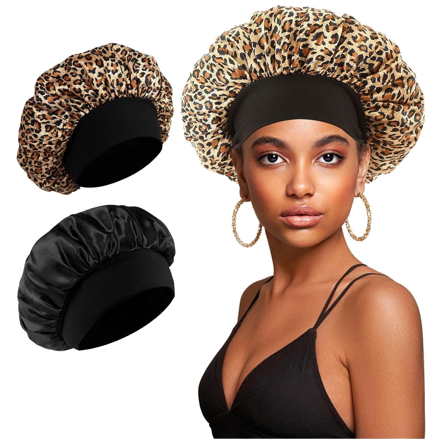 Coonoor Duschhaube 2/4 Stück Haarhaube Bonnet Verstellbarem Schlafhaube für Damen Herren