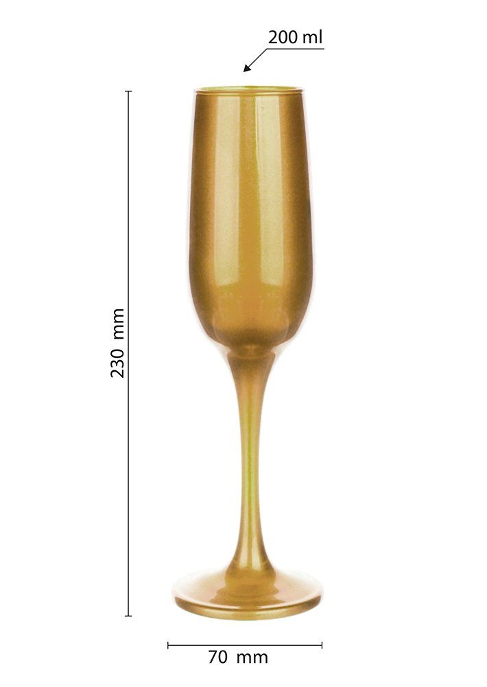 Sendez Sektglas 6 Sektgläser 200ml Mattgold Champagner Sektkelche Proseccogläser, Glas