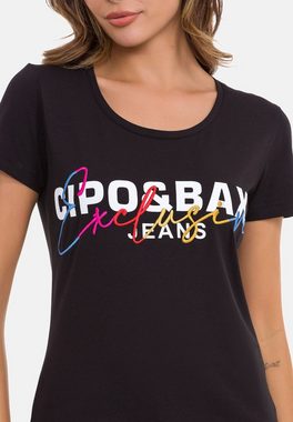 Cipo & Baxx T-Shirt mit bunter Stickerei