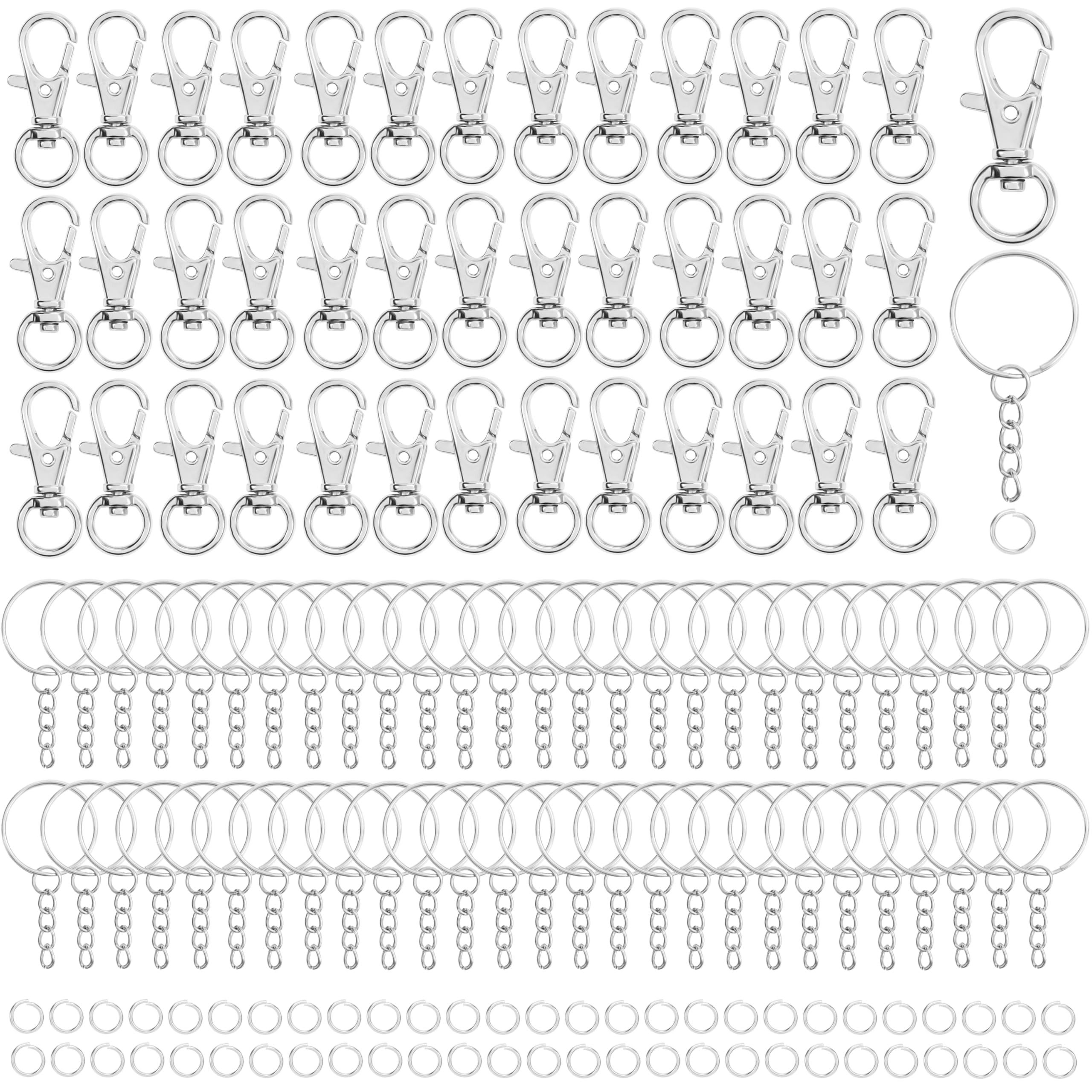 Belle Vous Rundstahlkette Metall Schlüsselringe mit Karabinerhaken - 120 Stück, Metall, (120-St)