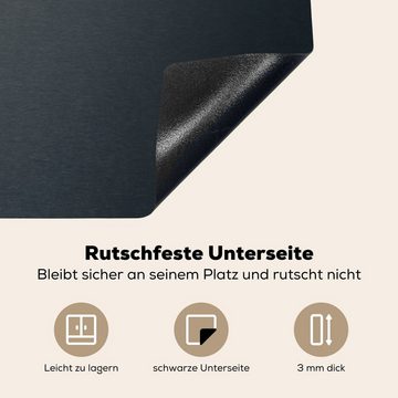 MuchoWow Herdblende-/Abdeckplatte Metalldruck - Linie - Grau, Vinyl, (1 tlg), 77x51 cm, Ceranfeldabdeckung, Arbeitsplatte für küche