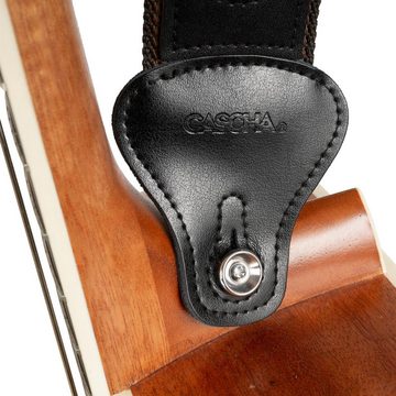 Cascha Gitarrengurt Poly-Cotton – Schwarz, mit praktischem Plektronhalter