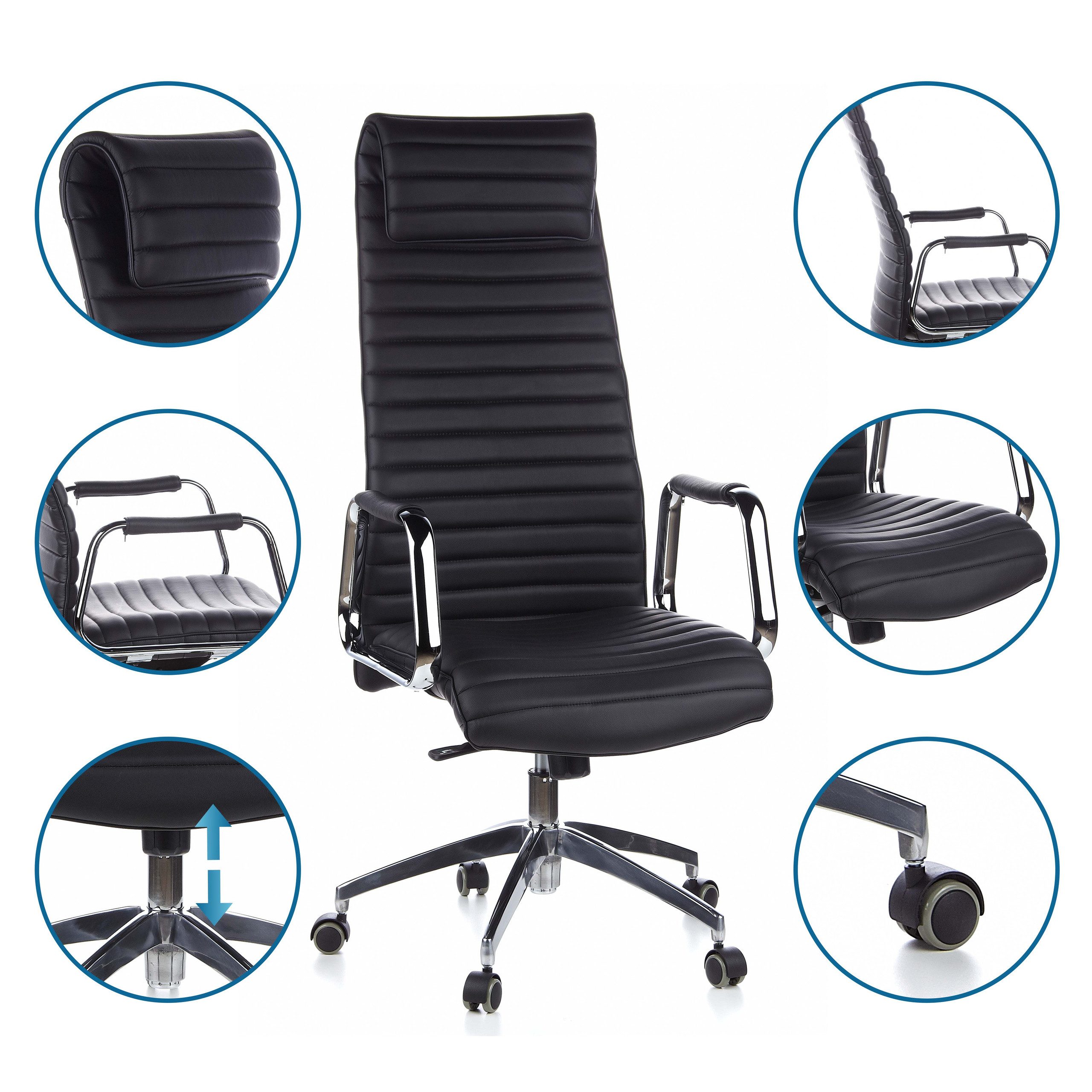 hjh OFFICE Drehstuhl Luxus Chefsessel Aspera 20 Leder mit Armlehnen (1 St), Profi Bürostuhl Schreibtischstuhl ergonomisch