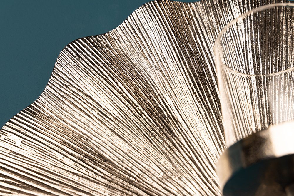 riess-ambiente Wandkerzenhalter GINKGO 44cm silber · · (Einzelartikel, Boho handmade Dekoration St), · 1 Teelicht Metall Wohnzimmer · ·
