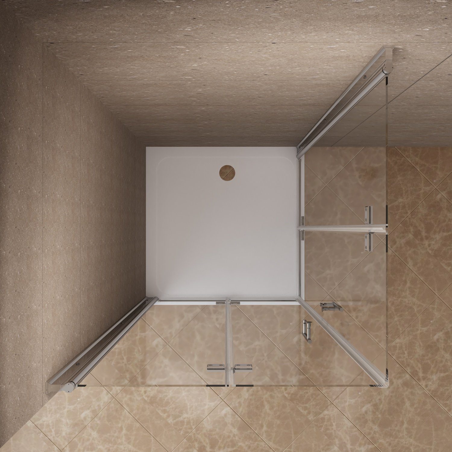 AQUABATOS Corner Shower Enclosure, Corner Entry, with Double Folding Doors, Frameless, WxD: 120x120 cm, 6 mm Single Tempered Safety Glass, Nano Coating, Barrier-Free, Large Adjustment Range, Frameless