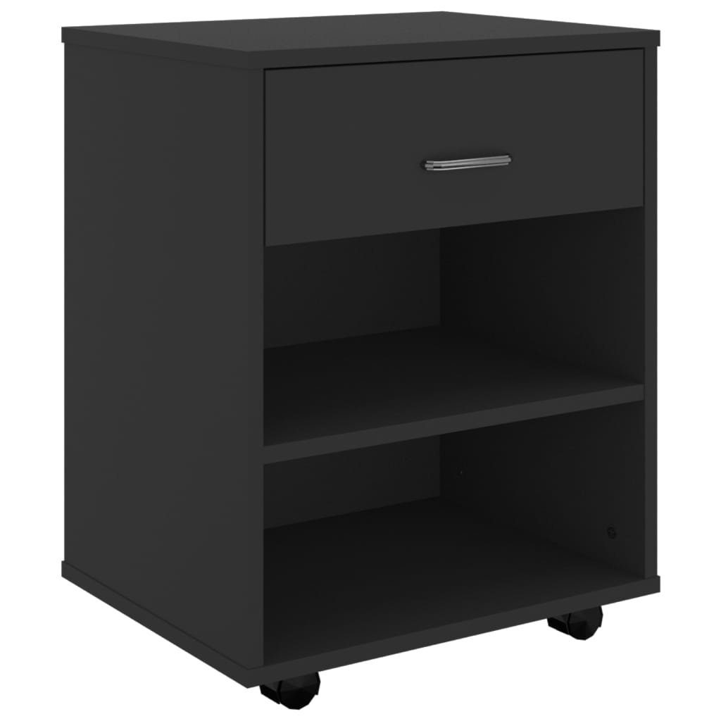 vidaXL Rollcontainer Rollschrank Schwarz 46x36x59 cm Holzwerkstoff, (1 St)