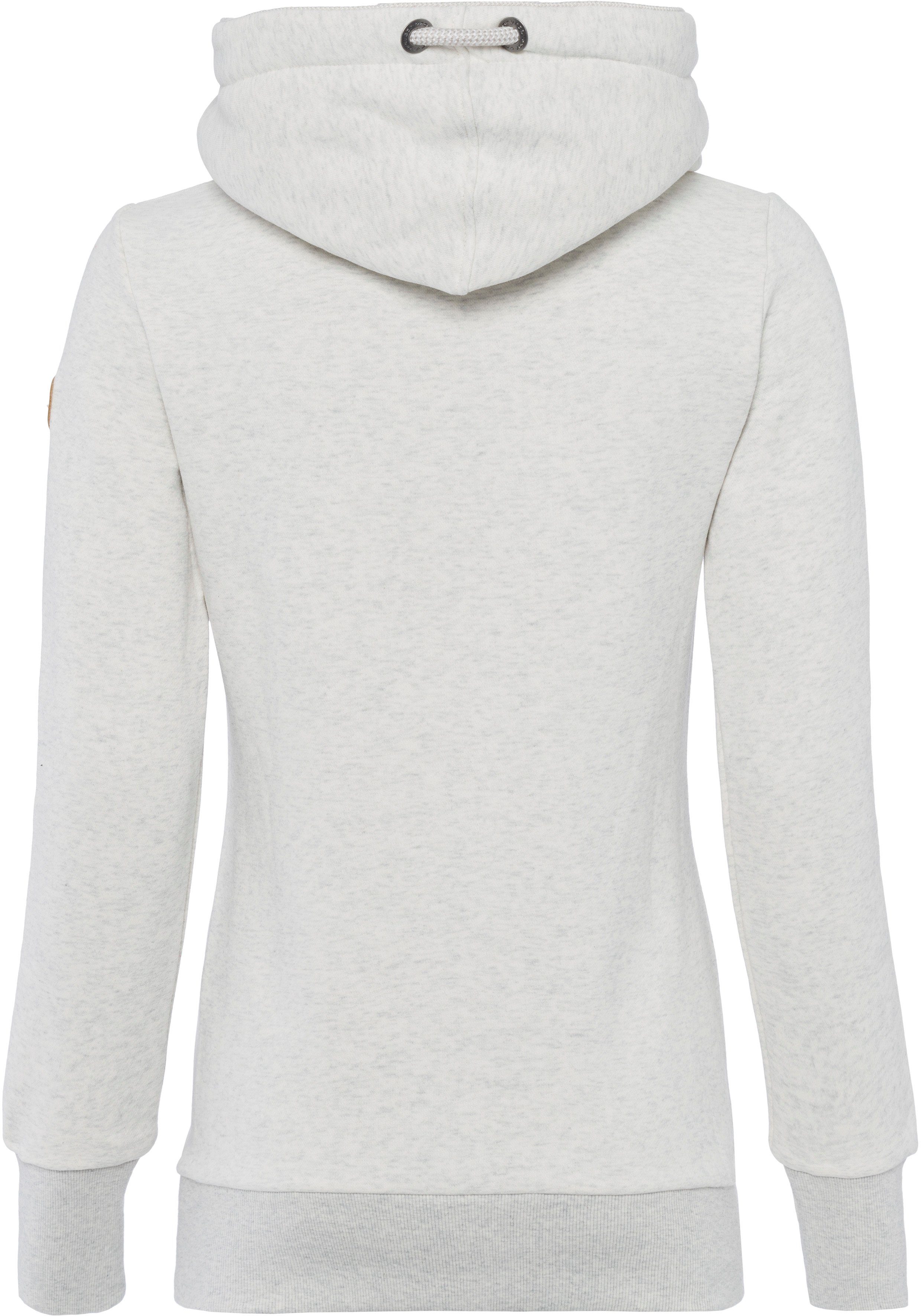 Ragwear Sweatshirt Sweater mit GRIPYBUTTON white Kordel-Akzenten rustikalen 7000
