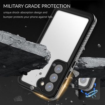 Wigento Handyhülle Für Samsung Galaxy S23+ Plus 360 Grad Full Body Wasserdichte Handy Tasche Hülle Schutz Etuis Schwarz Neu
