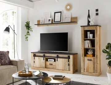 Furn.Design Wohnwand Stove, (Wohnzimmer Set in Used Wood, 3-teilig, 230 x 170 cm), mit Schiebetüren und Soft-Close