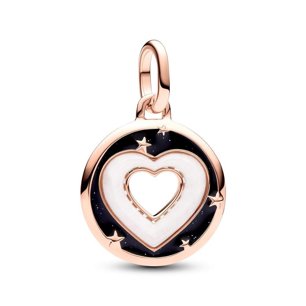 Pandora Charm-Einhänger Medaillon Charm Herzen mit Emaille, rosé, PANDORA ME