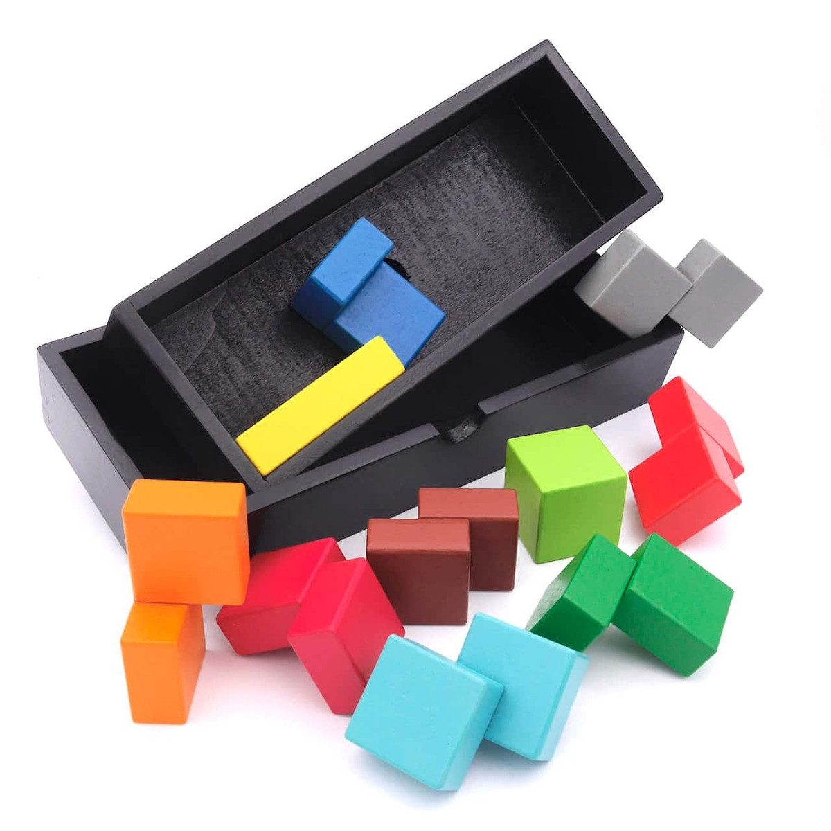 Philos Spiel IQ FIT RECHTECK - tolles, buntes 3D-Puzzle, Knobelspiel, Holzspiel