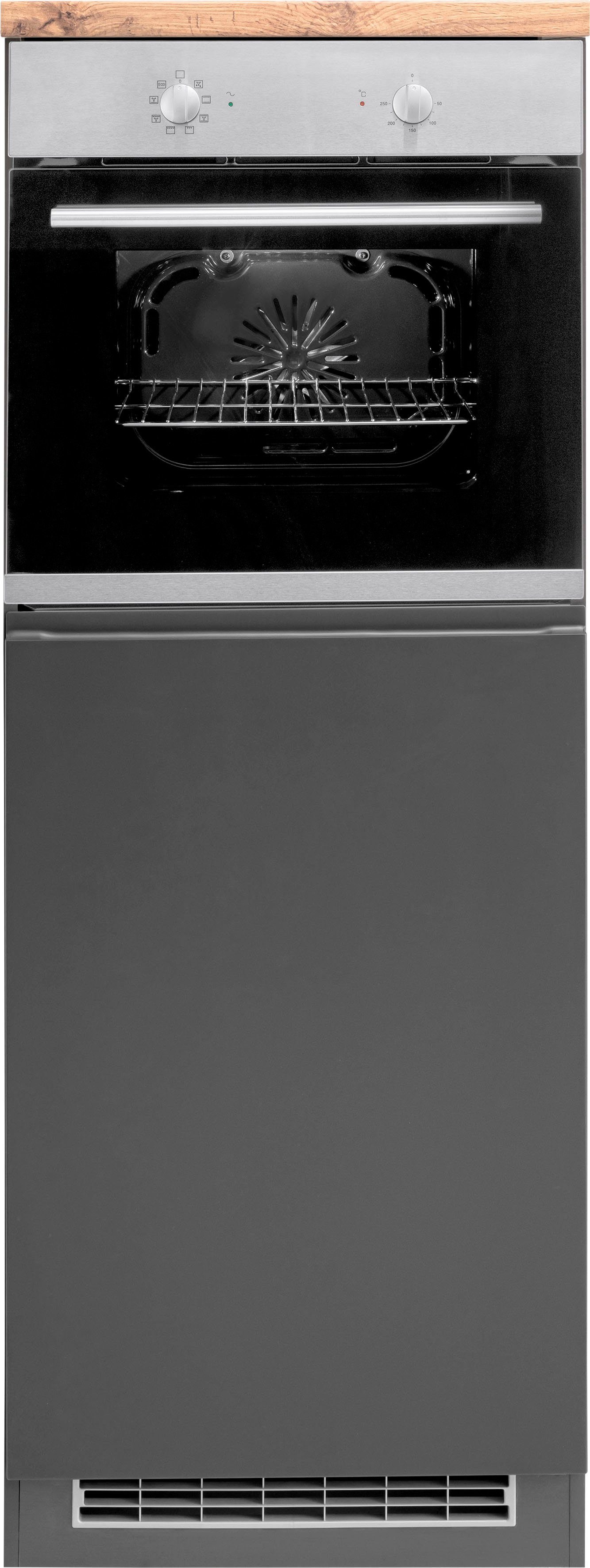 HELD MÖBEL Umbauschrank Bruneck grau breit, >>Bruneck<< | Backofen-/Kühlschrankumbau grafit 60 MDF-Fronten Matt cm