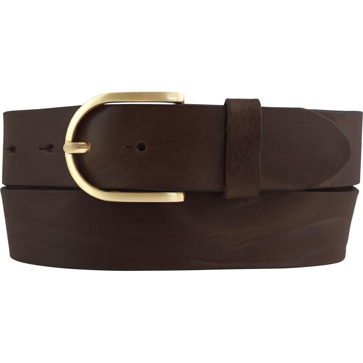 BELTINGER Ledergürtel Damen-Gürtel aus Vollrindleder Used-Look 4 cm - Jeans-Gürtel für Damen Chocolate, Gold