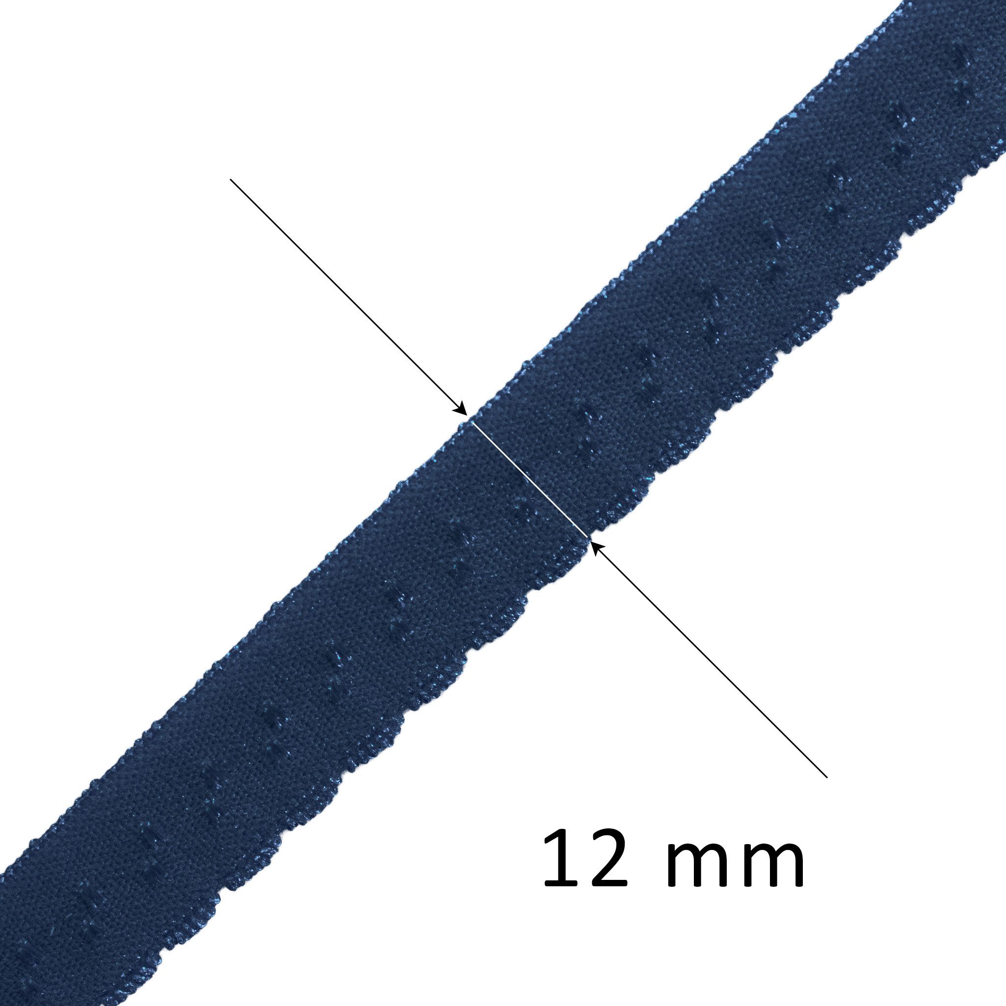 maDDma Bastelband Wäschegummi Faltgummi Ziergummi 12mm Faltgummi ab 1m Einfassband, schwarz