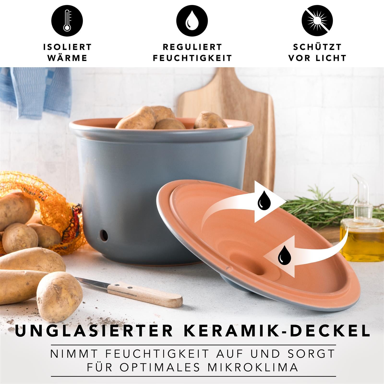 RÖMERTOPF Römertopf Frische-Topf MAXI PLUS - Kartoffeln Aufbewahrung 5,5 Liter, (Set), aus Naturton – Bild 3 von 5