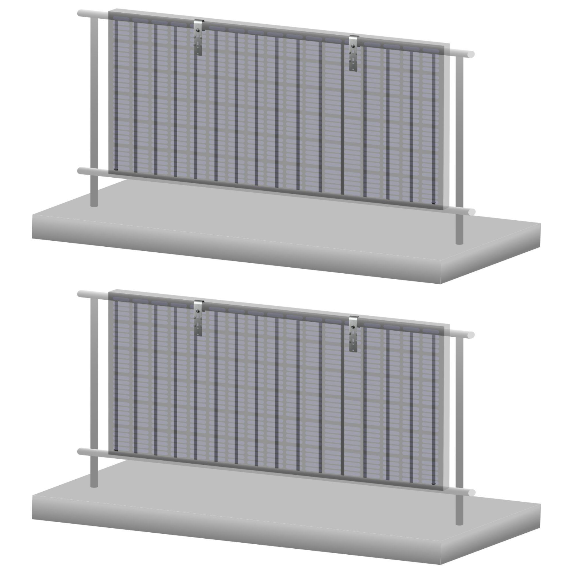 Zelsius Solarmodul-Halterung Zelsius Solarmodul Balkonhalterung Set für 2 Solarpanele, Set für senk, (Set, 4 Haken inkl. Montagematerial)