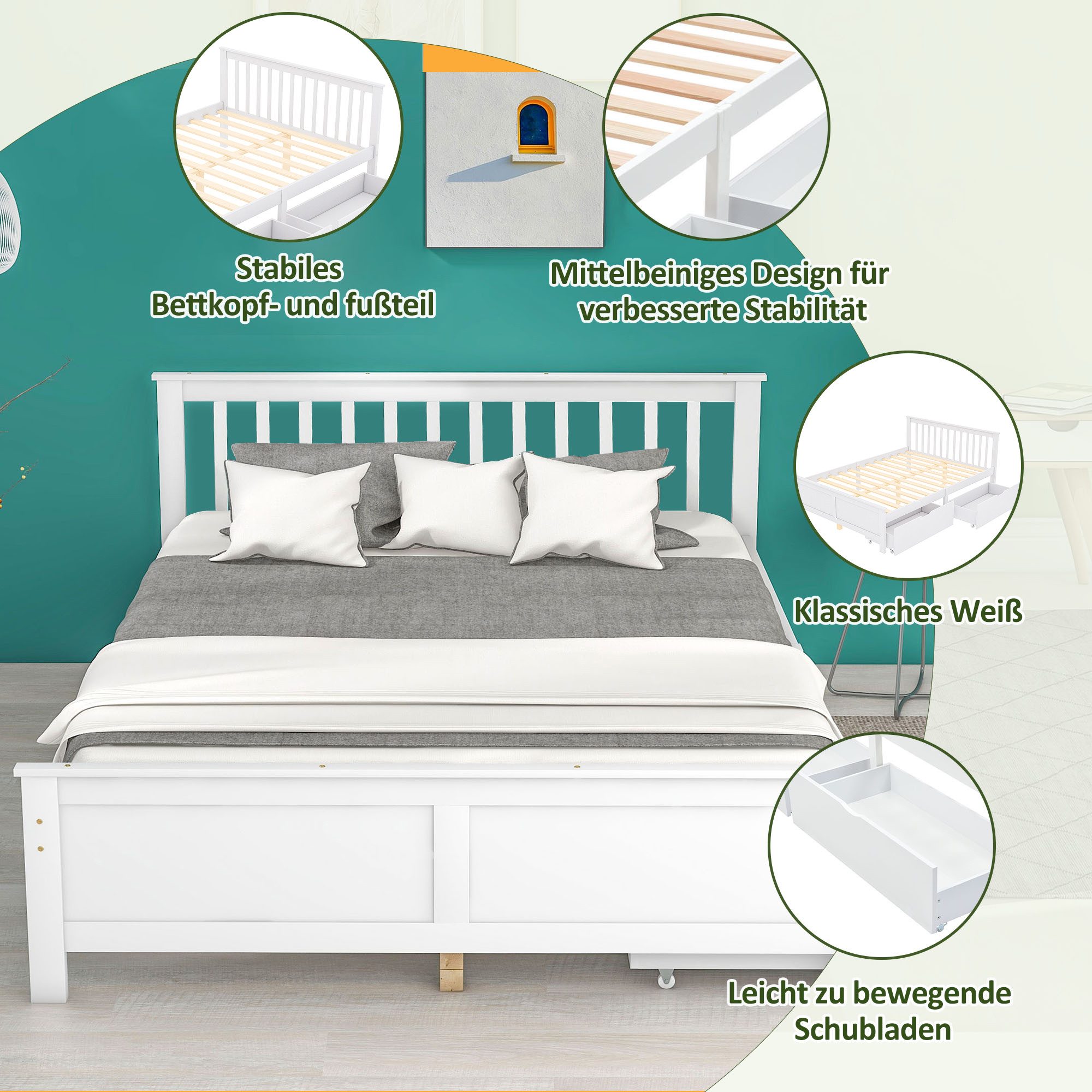 OKWISH Holzbett Bett, Jugendbett, Erwachsenenbett, Kinderbett günstig online kaufen