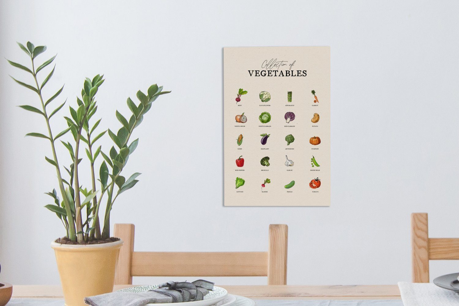 OneMillionCanvasses® Leinwandbild Küche fertig inkl. Lebensmittel bespannt cm Zackenaufhänger, (1 - - Gemüse, St), 20x30 Leinwandbild Gemälde
