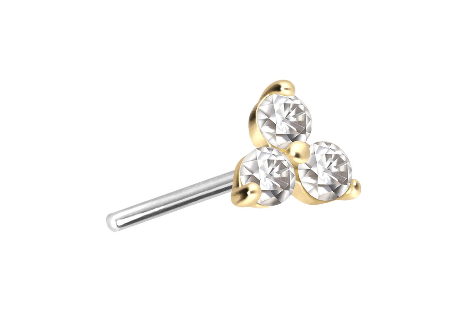 Piercing-Set 14 Karat Gold Aufsatz mit Titan Push Pin MOISSANIT-BLUME