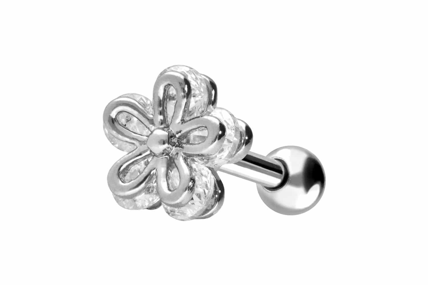 Piercing-Set Chirurgenstahl Ohrpiercing BLUME + KRISTALL