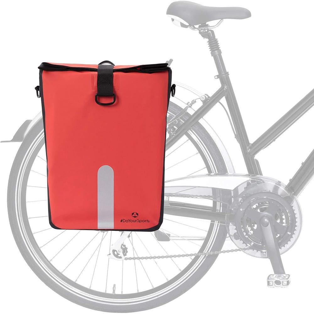 #DoYourSports Fahrradtasche "Roll-Top" 3in1 Hinterradtasche 21L, wasserabweisend für alle Gepäckträger mit Haltegriff Reflektor