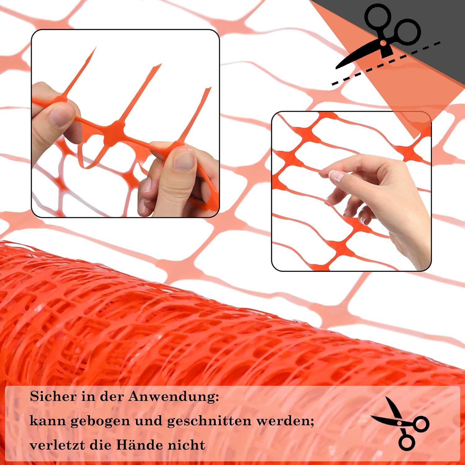 FIVMEN Gartenzaun 1x30m/50m/80m Absperrzaun Bauzaun Begrenzungszaun, 100 cm hoch, Nutztierzäune Schutznetz aus Kunststoff Geschnitten, Orange