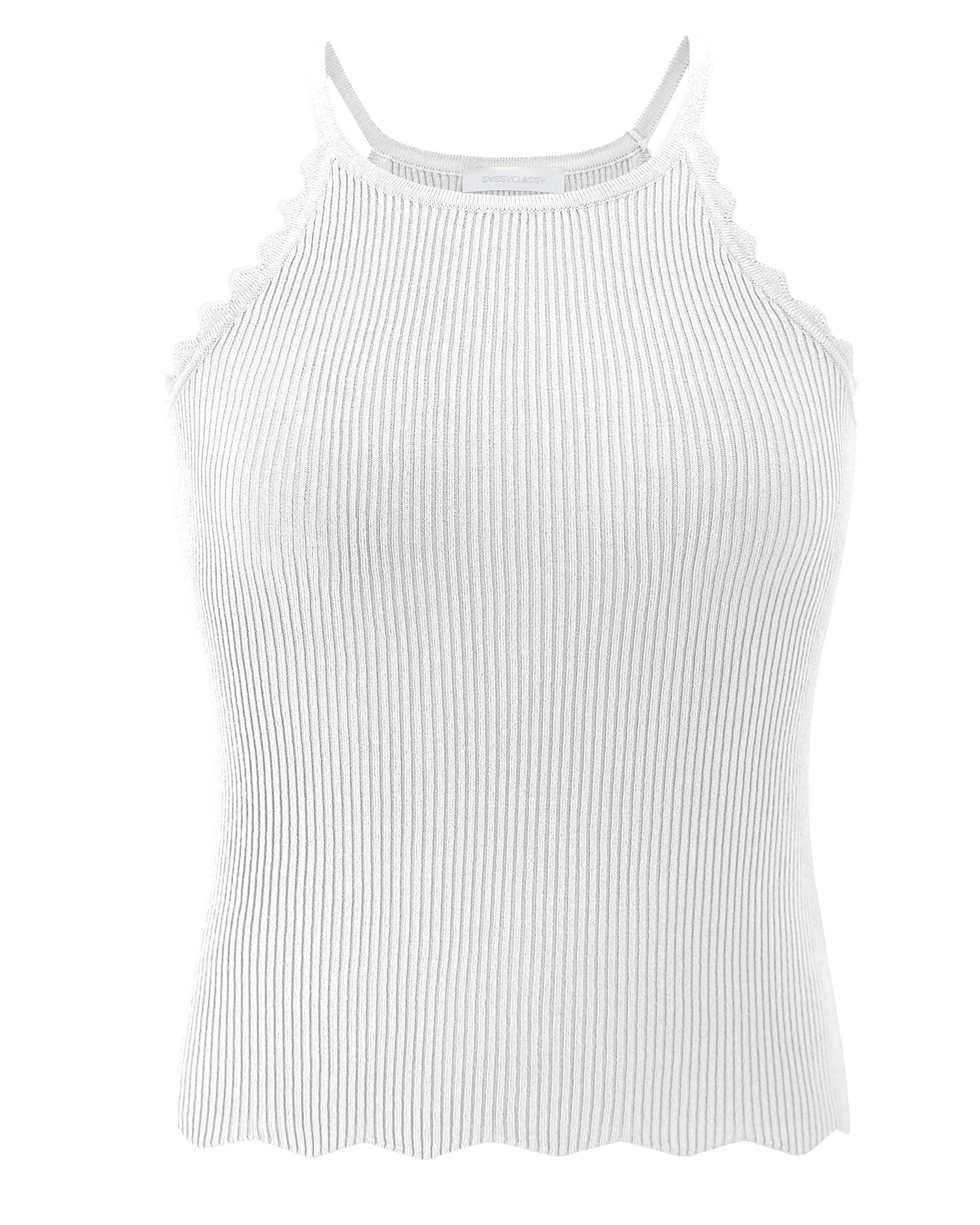 SASSYCLASSY Stricktop Strick Top mit Bogenkante für Damen Feines Top aus Vi günstig online kaufen